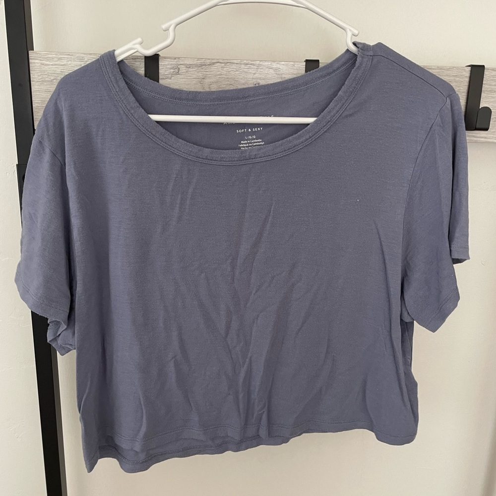 American Eagle Outfitters Slate Blue Short Sleeve Tee